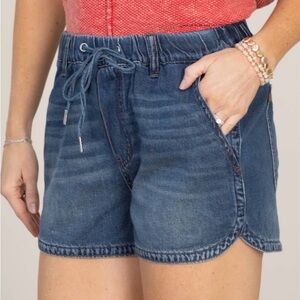 Judy Blue Featherweight Dark Wash Denim Drawstring Shorts